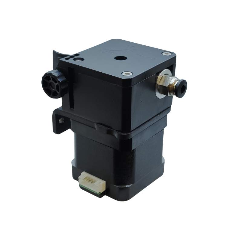 A small black motor on a white background, featuring the FLSUN QQ-S Pro Titan Extruder & Stepper Motor - a high-performance filament feeding mechanism commonly used in 3D printers.