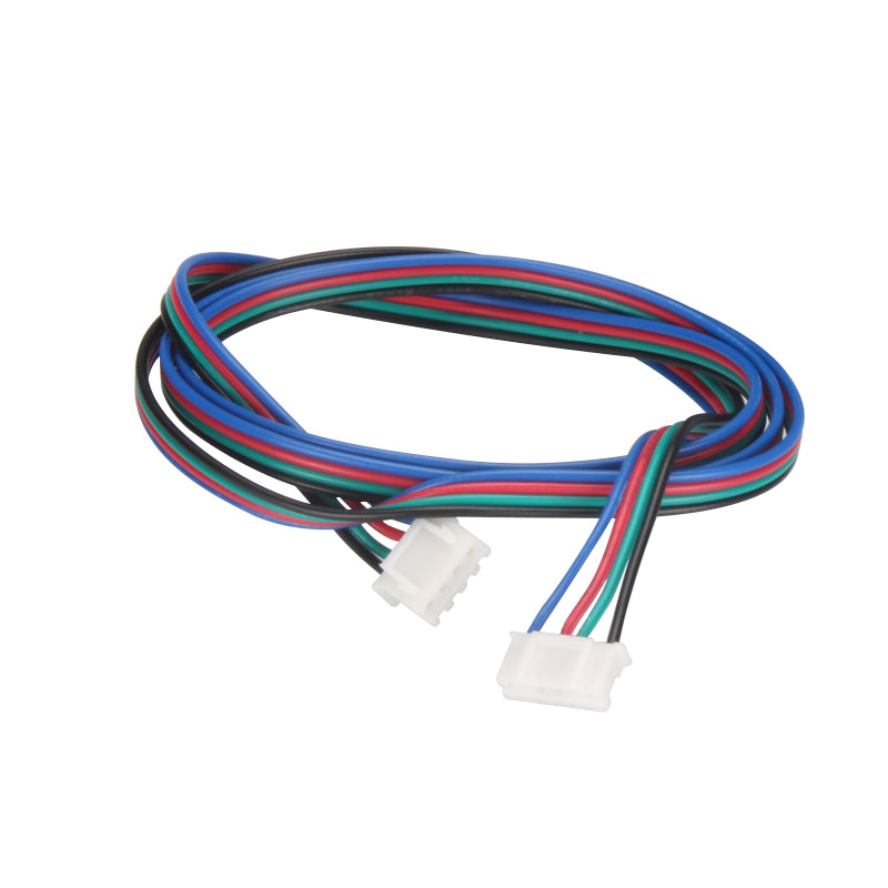 A coiled multicolored flat cable with white connectors, ideal for linking the 42 Stepper Motor (33mm Height, 1.8° Step Angle) by 3D Printing Perth - Cirrus Link to a Titan Extruder in your 3D printing projects.