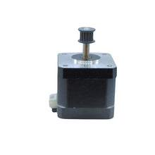 A FLSUN QQ-S PRO printer with a Flsun QQ-S Pro Stepper Motor with wheel and non-slip drive gear on a white background.