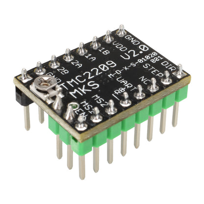 The TMC2209 Stepper Motor Driver Ultra Quiet High Current by 3D Printing Perth - Cirrus Link is perfect for 3D printers, featuring exposed pins and labeled components on a sleek black circuit board.