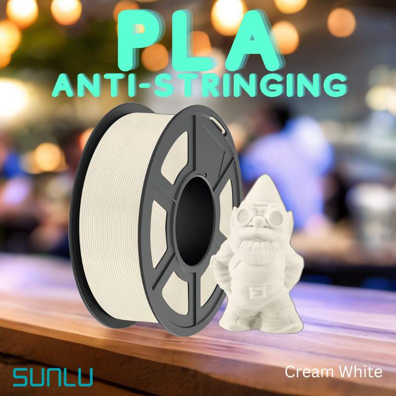 The SUNLU APLA (Anti-Stringing) 1.75mm 3D Printing Filament, effectively tackles stringing issues. Available in cream white color.