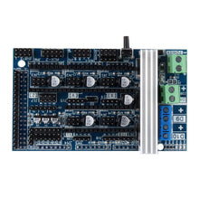 The Ramps 1.6 3D Printer Control Board by 3D Printing Perth - Cirrus Link is a blue circuit-like board with electronic components such as capacitors, connectors, and a heatsink, perfect for enhancing your 3D printing experience.
