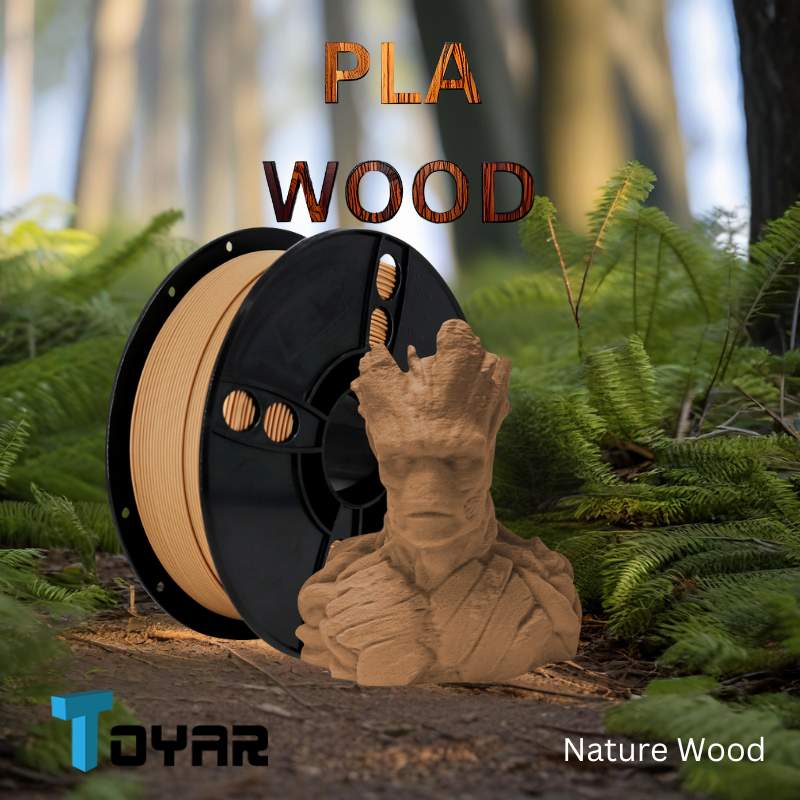 A statue of a Filament - Toyar Wood (PLA) 1.75mm 3D Printing Filament made of wood.