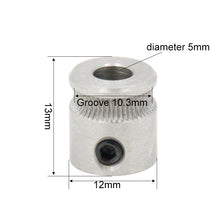 The 3D Printing Perth - Cirrus Link Mk7/Mk8 Feed Wheel features a 13mm height, 12mm outer diameter, and a 5mm inner diameter. It offers efficient filament feeding with a side screw design for easy integration with Mk7/Mk8 systems.