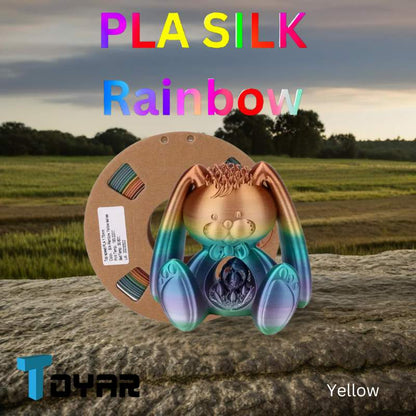 PLA Silk Rainbow filament with silk finish for 3D printing - Toyar PLA Silk Rainbow 1.75mm 3D Printing Filament by Toyar