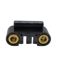 The FLSUN Flsun QQ-S Pro Rod Slider printer features a black and gold connector with two holes for rod slider integration.