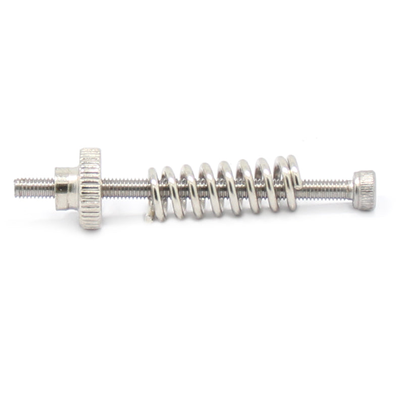 The ASR M3×40mm Steel Leveling Spring for Heated Beds features a metal screw assembly with a knurled nut, perfect for heatbed leveling in FDM 3D printers, shown isolated on a white background.
