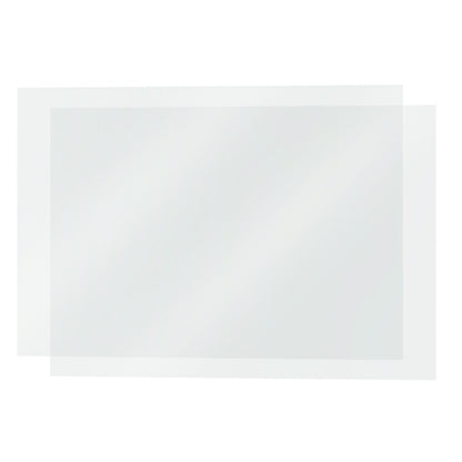 Two overlapping translucent sheets resemble the "FEP Film for 3D Printers 0.15mm 260 x 390mm" by 3D Printing Perth - Cirrus Link, designed for Anycubic M3 Max and compatible SLA UV Resins, set against a pristine white background.