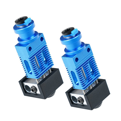 Enhance your 3D printing setup with the CR10 Ender3 New Type Extruder Upgrade by 3D Printing Perth - Cirrus Link. This set includes two blue anodized metal hotend components with black bases, featuring all-metal construction. They are perfect for upgrading your CR10/Ender 3 extruder, ensuring durability and precision in every print.