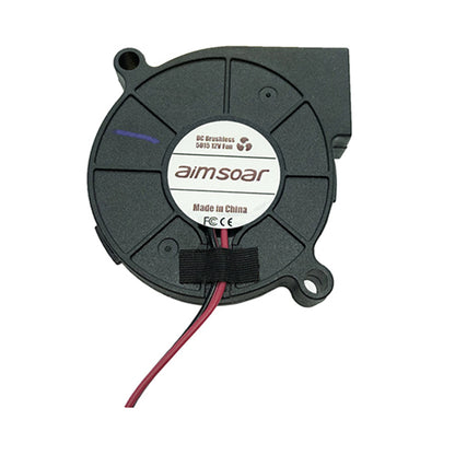 This Blower 5015 DC cooling fan from 3D Printing Perth - Cirrus Link operates at 12V and is designed for efficient airflow, featuring a wiring length of 30CM with red and black wires. Ideal for applications such as 3D printers, it clearly denotes "Made in China" on its label.