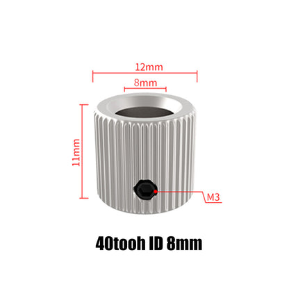 The 3D Printing Perth - Cirrus Link 40 Tooth Stainless Steel Feed Wheel is designed for precision engineering, featuring an 8mm inner diameter, M3 screw thread, and measures 12mm in width and 11mm in height. Perfect for advanced mechanical projects or 3D printing applications.