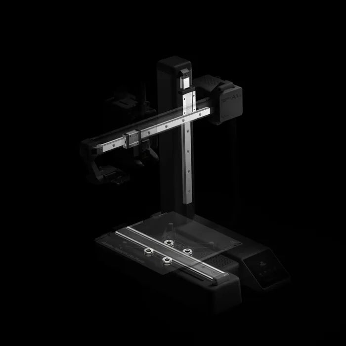 The Bambu Lab A1 mini 3D Printer by Bambu Lab, designed for low noise operation, is shown against a black background.
