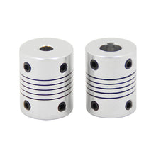 Two ASR Anti-Vibration Flexible Coupling for Lead Screw Motion units, silver with black grooves and multiple screw holes, are shown side by side on a white background—perfect for 3D printer Z-axis applications.