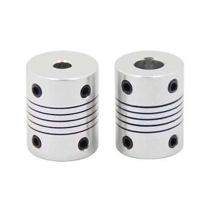 Two ASR Anti-Vibration Flexible Coupling for Lead Screw Motion units, silver with black grooves and multiple screw holes, are shown side by side on a white background—perfect for 3D printer Z-axis applications.