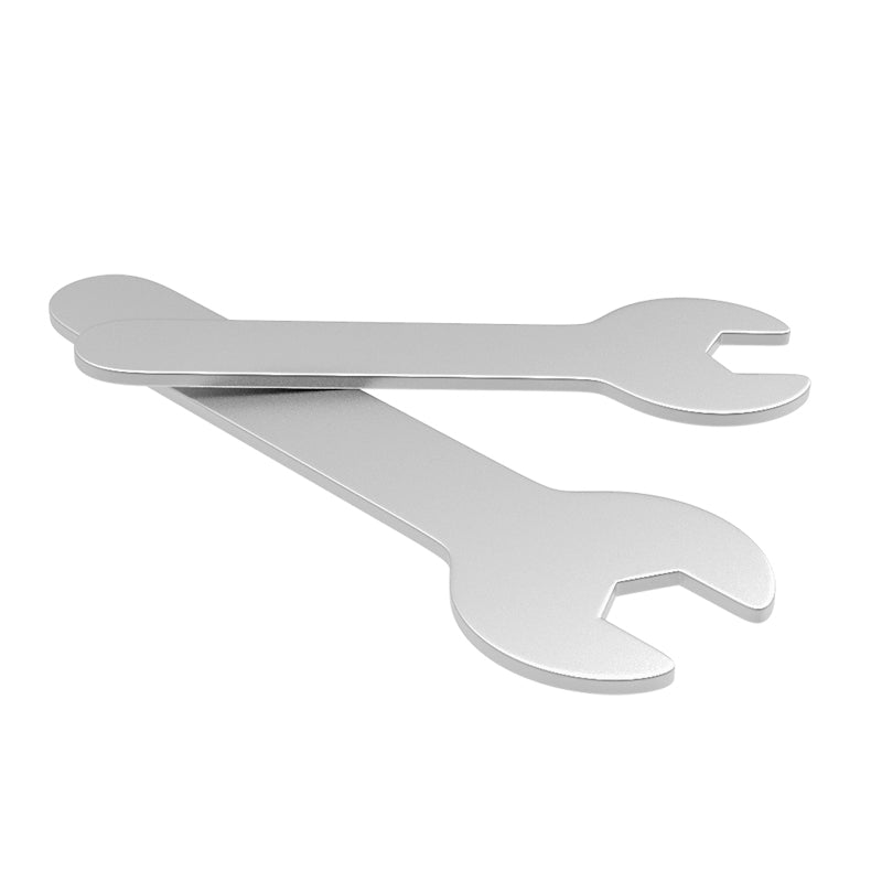 Two ASR Fixed-Size Spanners for 3D Printer Nozzle Installation are crossed on a white background—perfect tools for MK8 nozzle installation and removal.