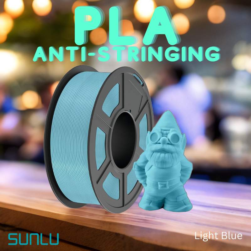 SUNLU APLA (Anti-Stringing) 1.75mm 3D Printing Filament - light blue, effective solution for 3D prints with stringing issues.