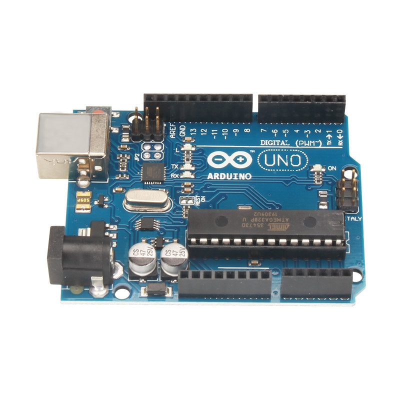 The Arduino UNO R3 ATmega328P Microcontroller Development Board by 3D Printing Perth - Cirrus Link offers a USB port, digital and analog I/O pins, all on its iconic blue circuit board design.