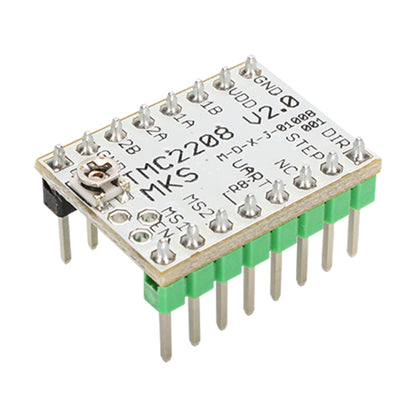 This close-up reveals the TMC2208 V2.0 Stepper Motor Driver from 3D Printing Perth - Cirrus Link, showcasing labeled pins and connections like GND, VCC, and DIR. Renowned for ultra-quiet performance, it ensures precise control in your projects.