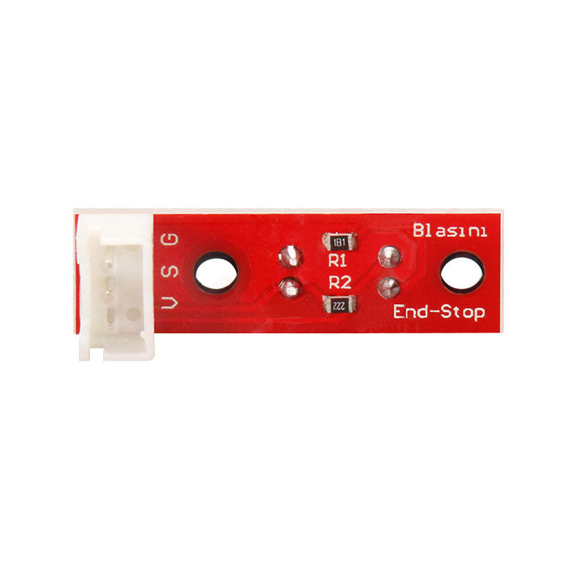 The "Optical Endstop with 3 Pin 50CM Cable for Limit Control" by 3D Printing Perth - Cirrus Link features a red circuit board labeled "End-Stop," equipped with connectors and resistors, designed for seamless integration with your 3D printer's optical control limit switch systems.