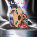 Toyar PLA Silk Tri Colour 1.75mm 3D Printing Filament - red blue green.