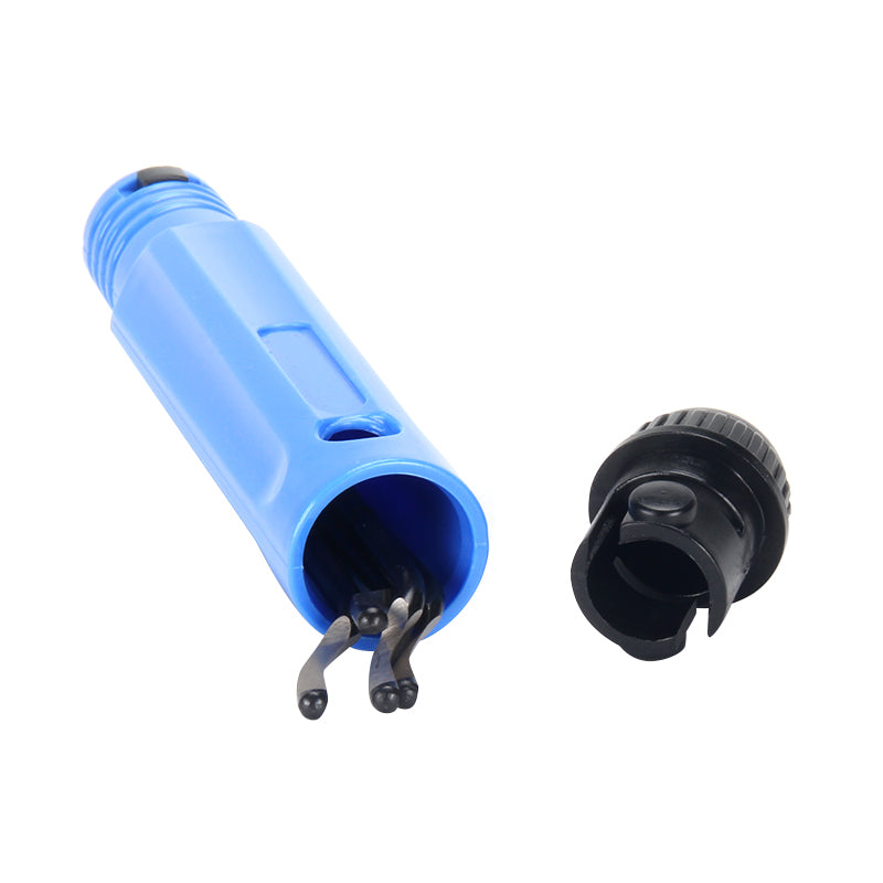 A product from 3D Printing Perth - Cirrus Link, the 3D Printing Model Deburring Cutter Head and Hand-made Polishing Tool includes a detachable blue metal deburring tool with a black cap, designed for precision, and featuring three metal blades that are ideal for smoothly trimming the edges of 3D prints.