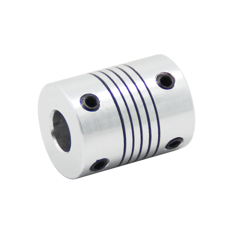 The ASR Anti-Vibration Flexible Coupling for Lead Screw Motion features four screw holes and three parallel grooves, making it ideal for connecting rotating shafts in assemblies like a 3D printer Z-axis.