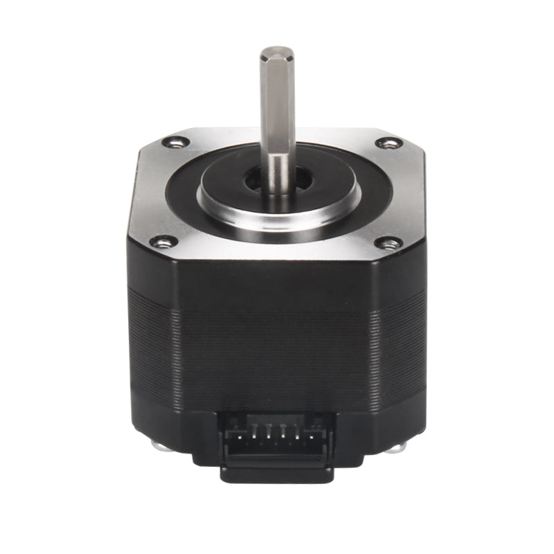 The 42 Stepper Motor by 3D Printing Perth - Cirrus Link, with a 33mm height and 1.8-degree step angle, offers a sleek black design and includes a cable. Ideal for Titan Extruders, it's perfect for precision in 3D printing projects thanks to its visible bottom connector pins.