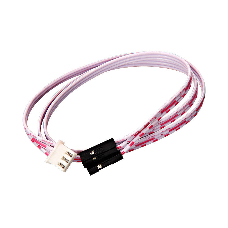 The 3D Printing Perth - Cirrus Link Optical Endstop with a 3 Pin 50CM Cable features one white and three black connectors, ideal for a 3D printer's optical endstop setup. The cable is elegantly colored in pink and white.