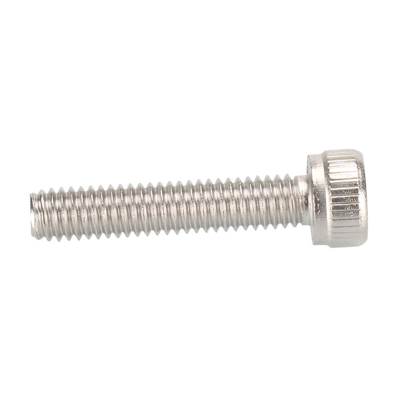 The Stainless Steel Hexagon Socket Screws 304 Grade M3 3mm by 3D Printing Perth - Cirrus Link, featuring a threaded shaft and round, ridged head, are shown horizontally on a white background and are ideal for precise 3D printer assembly.