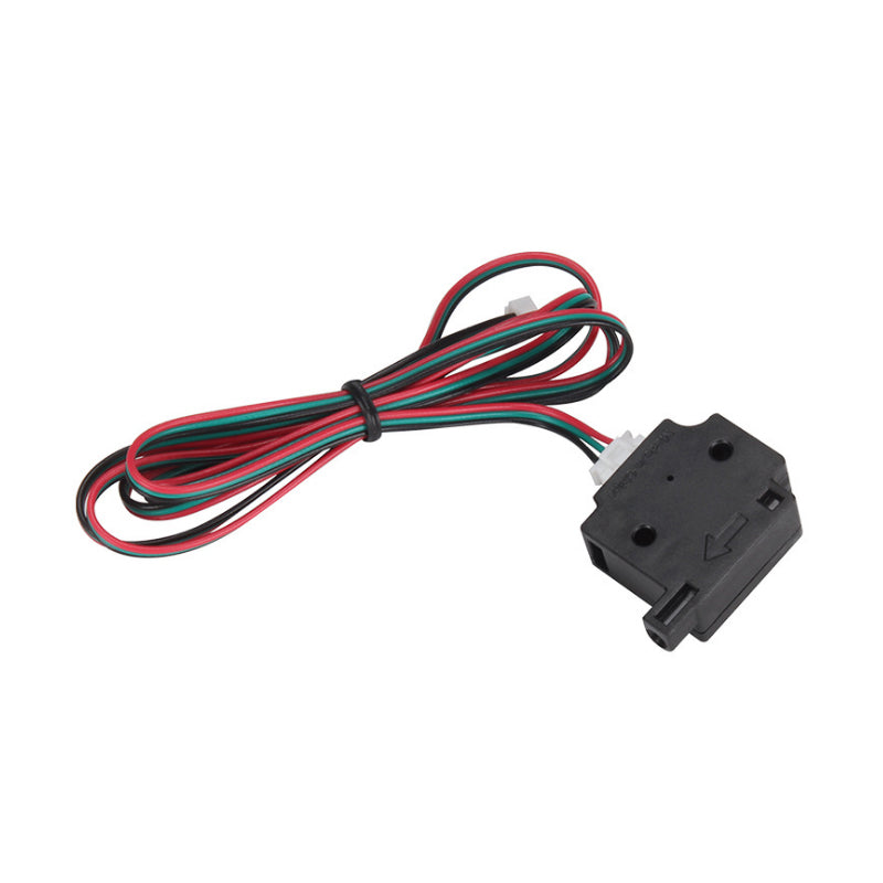 A detailed view of the 3D Printing Filament Detector by 3D Printing Perth - Cirrus Link, featuring a black optical endstop switch with a multicolored wire harness, ideal for enhancing your 3D printing setup.