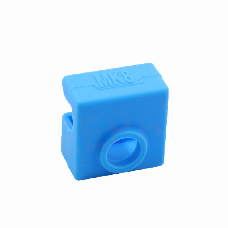 Introducing the Mk8 Silicone Sleeve for Heat Insulation and Anti-Scalding from 3D Printing Perth - Cirrus Link, designed specifically for a 3D printer MK8 extruder. This blue sleeve comes with a hole and an opening for effortless installation.