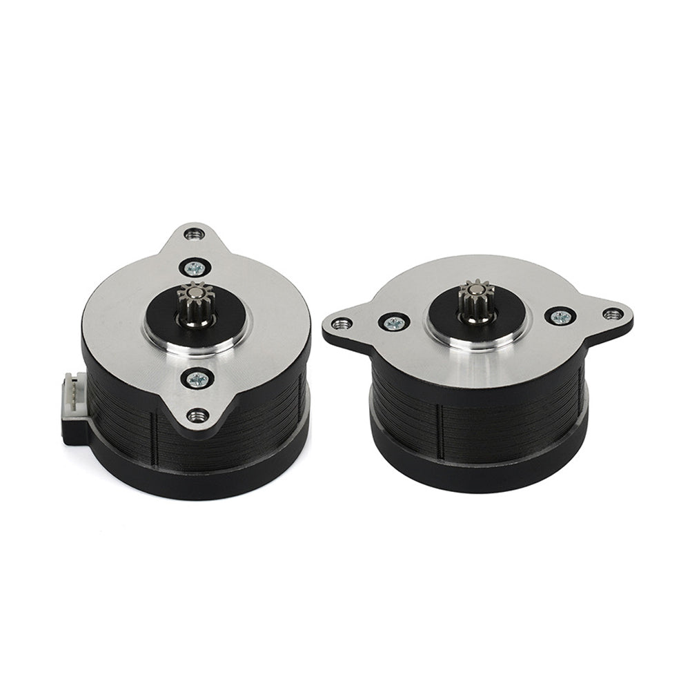 Two VORON 36 Stepper Motors with cables from 3D Printing Perth - Cirrus Link are placed side by side on a white background, highlighting their precision and reliability crucial for 3D printers.