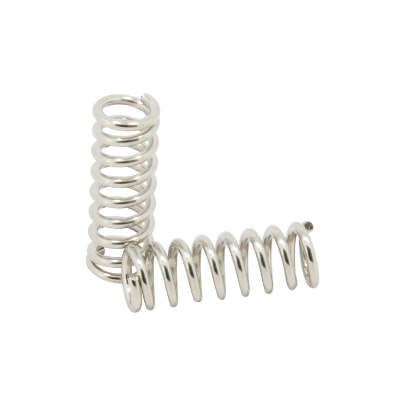 Two ASR Heatbed Leveling Spring – Strong Steel M3-Compatible springs, one upright and one horizontal, are shown on a white background.