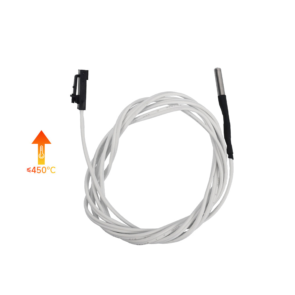 The 3D Printing Perth - Cirrus Link Prusa i3 MK3S Voron 2.4 Thermistor and Thermocouple Sensor (1m, 3x12mm) includes a white cable with a metal probe for precise temperature measurement up to 450°C.