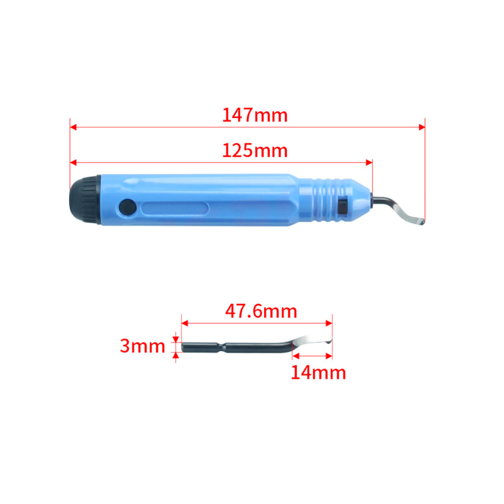 3D Printing Model Deburring Cutter Head and Hand-made Polishing Tool by 3D Printing Perth - Cirrus Link, equipped with a detachable blade featuring a 147mm handle and a 47.6mm, 3mm wide blade, perfect for finishing touches on 3D printing projects.