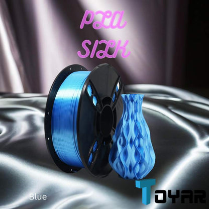A Toyar PLA Silk Standard Colour 1.75mm 3D Printing Filament for 3D printing with a blue spool.