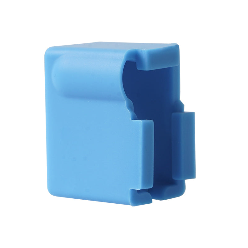 The E3D PT100 Volcano Block silicone Case Insulation Cover by 3D Printing Perth - Cirrus Link is a blue, open-sided, notched plastic cover perfect for protecting your Volcano block case. It aids thermal management, making it an essential addition to precision 3D printing projects.