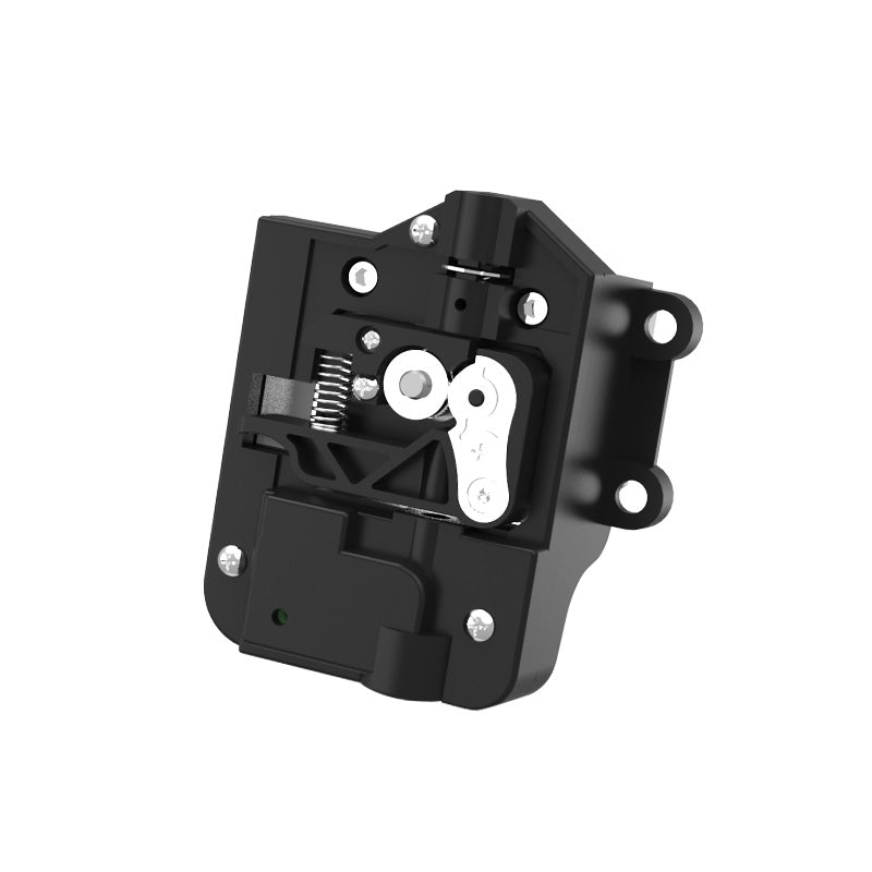 Designed for seamless integration into the Adventurer 4 Pro, the Flashforge Filament Feeding Assembly features a black mechanical latch assembly with visible springs, screws, and mounting holes. It's perfect for enthusiasts aiming to enhance their 3D printing experience.