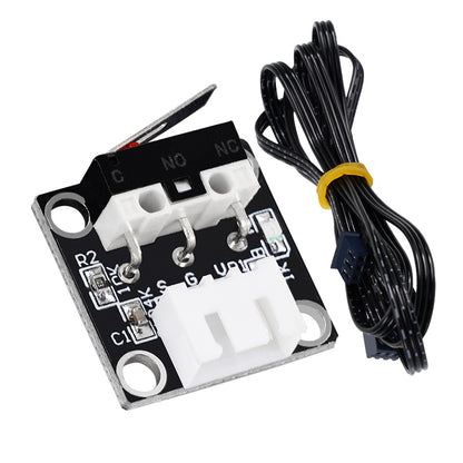 Introducing the EndStop Switch for CR-10 Ender-3S Mechanical Limit Micro Stroke by 3D Printing Perth - Cirrus Link: a black micro switch module complete with connector ports and an attached black cable, ideal as a 3D printing accessory for use with CR-10 Mechanical Limit Switch systems or Ender-3S Micro Switch setups.