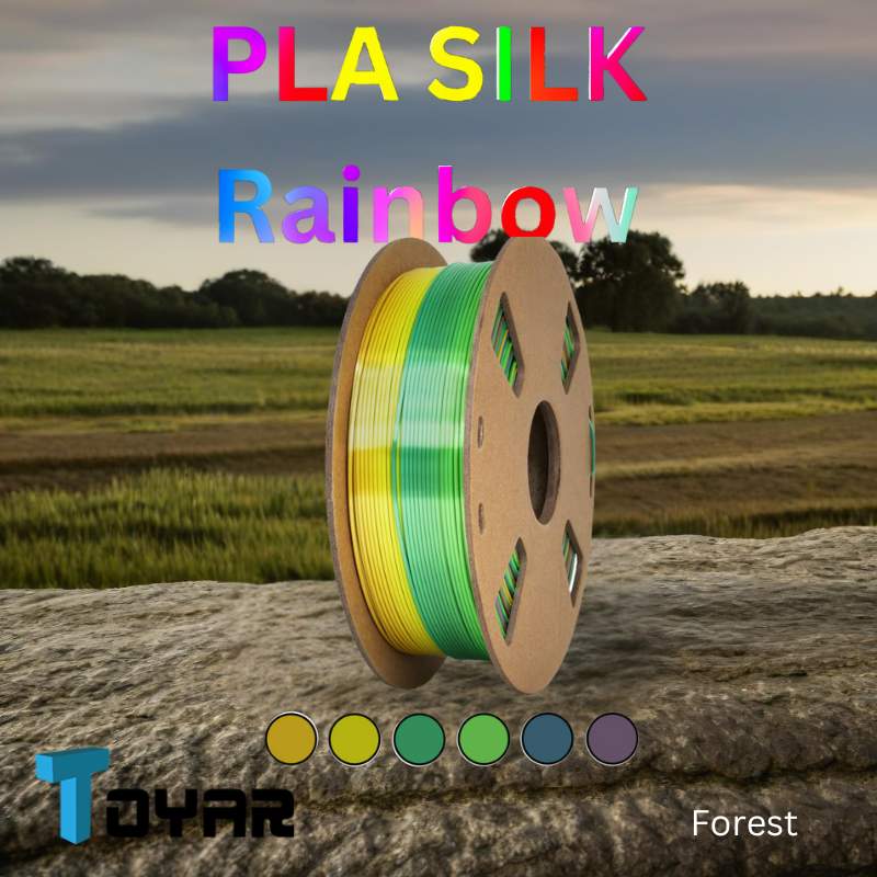 1. Toyar's vibrant and iridescent Filament - Toyar PLA Silk Rainbow 1.75mm 3D Printing Filament.
2. Vibrant and iridescent Toyar PLA printing.