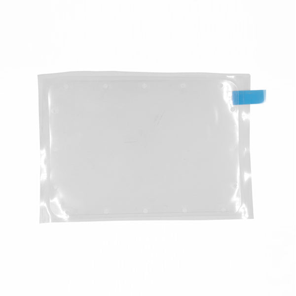 A transparent, rectangular plastic pouch with a blue pull tab on the upper right corner, ideal for storing FEP Film×5 (pcs) designed for use with the Flashforge Hunter 3D Printer.