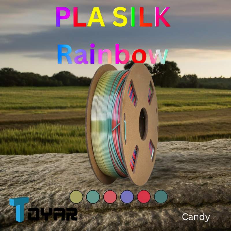 Toyar PLA Silk Rainbow filament - silk finish.