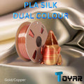 Toyar PLA Silk Dual Colour filament spool with eco-friendliness and 3D printing innovation.