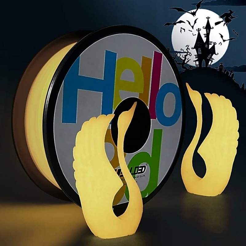 A set of Hello3D PLA Glow In The Dark lights with a swan in the middle.