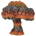 A mushroom cloud-shaped object in orange, brown, and gray crafted from Toyar PLA Transparent Rainbow 1.75mm Filament emphasizes its eco-friendly creation.