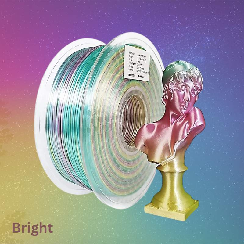 A Hello3D PLA SILK Rainbow Colour 1.75mm 3D Printing Filament brings this statue of a bust to life with stunning multicolor prints.