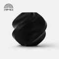 A matte black Bambu Lab Filament - PLA Basic by 3D Printing Perth - Cirrus Link sits coiled on a white background with an RFID symbol. The spiral-shaped, biodegradable filament features a 1.75mm diameter.
