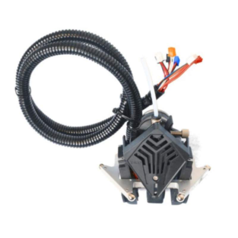 A motor with a hose attached to it, used as part of the Flsun V400 Effector / Hotend system in the FLSUN V400.