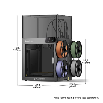 Flashforge Creator 5 Pro 4-Toolheads Enclosed Multi-Color 3D Printer | 500% Faster, Zero Purge Waste