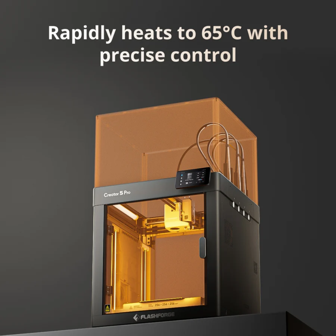 Flashforge Creator 5 Pro 4-Toolheads Enclosed Multi-Color 3D Printer | 500% Faster, Zero Purge Waste